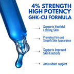 Face Serum GHK-Cu 4% | Advanced Copper Peptide Formula for Face & Neck 2oz Dropper Bottle