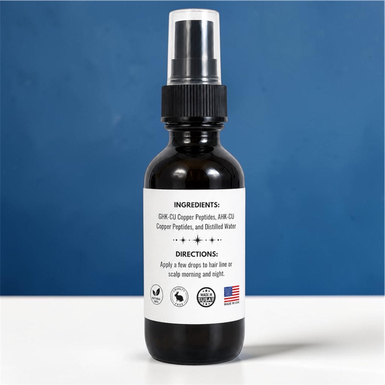 Hair Serum | 10% Max Strength | GHK-Cu & AHK-Cu Copper Peptide | Mist Spray 2oz Glass Bottle